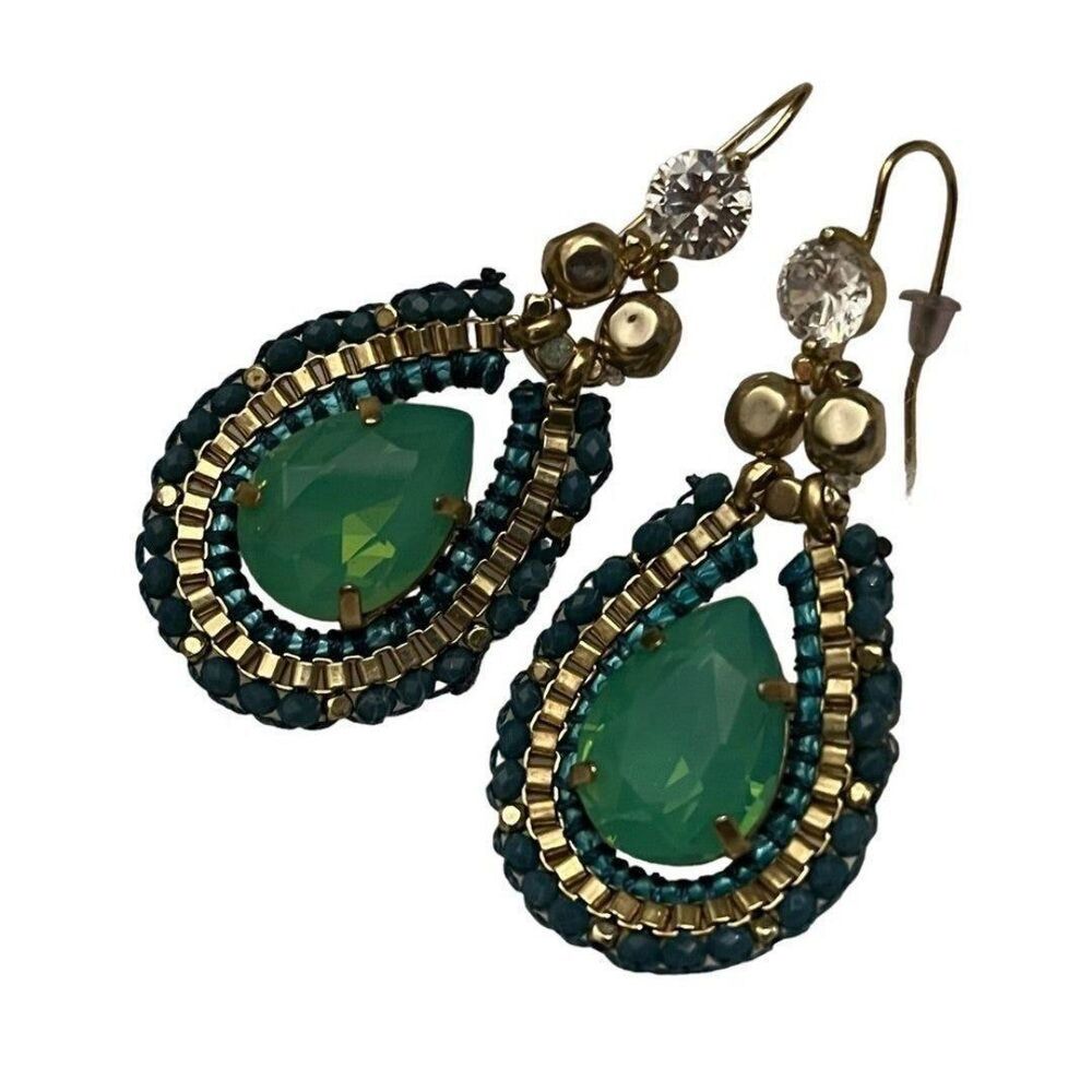 gold tone earrings crystal beads & clear stone holiday gifts for her